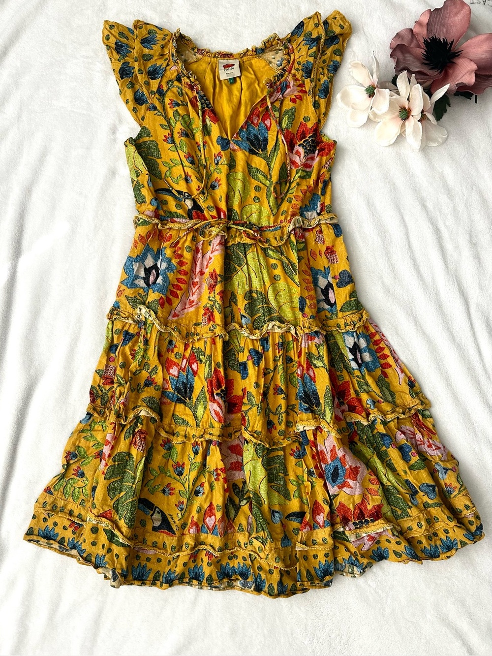 Farm Rio Summer Garden Midi Tiered Dress Large